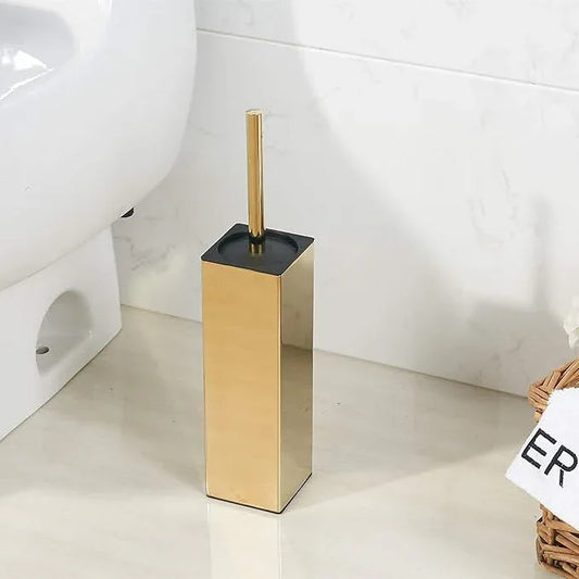 BGL Freestanding Solid Stianless Steel 304 Toilet Bowl Brush and Holder for Bathroom Storage and Organization - Space Saving, Sturdy, Deep Cleaning, Covered Brush (Gold) - ModernBath