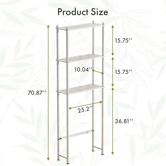 AmazerBath Bamboo Over The Toilet Storage Shelf, Over Toilet Bathroom Organizer Rack, 3-Tier Bathroom Shelves Over Toilet, Space Saver, White - ModernBath