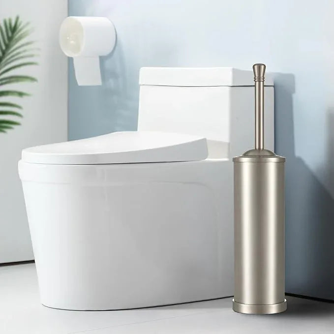 Brushed Nickel Toilet Brush and Holder Set,304 Stainless Steel Toilet Bowl Brush and Holder for Bathroom,Silver Heavy Duty Toilet Brush,Durable Scrubbing Bristles,Splash Resistant,Long Hanlde - ModernBath