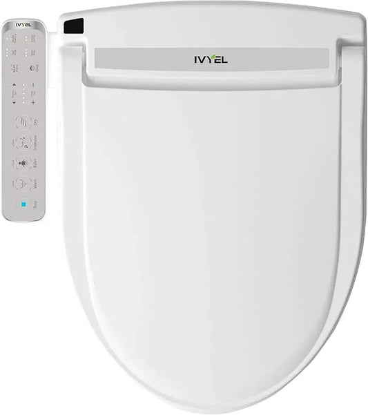 Ivyel J-2 Smart Electric Bidet for Toilet Seat, Fits Round toilets,Warm water, Heated bidet toilet seat, Heated Dryer, Child Function, Stainless Steel Self-Cleaning Nozzle, LED Night Light - ModernBath