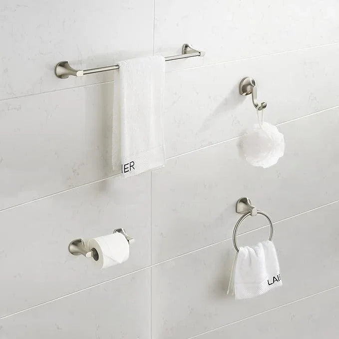 BGL Bathroom Hardware Set Brushed Nickel Adjustable Expandable Towel Bar 4-Piece Bathroom Accessory Set Wall Mounted Robe Hook Toilet Paper Holder Towel Ring Towel Bar - ModernBath