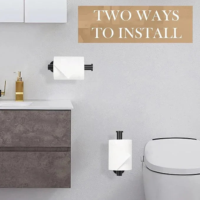 Toilet Paper Holder - Self Adhesive Toilet Paper Holder Wall Mount for Bathroom, SUS 304 Stainless Steel Command Strip Toilet Paper Roll Holder Stick On Wall, No Drilling - Matte Black - ModernBath