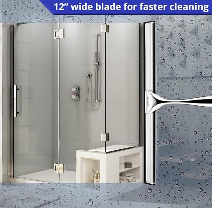 HOME SO 12” Shower Squeegee in Chrome Finish; Effective Rubber Blade Squeegee for Windows, Glass Shower Doors, Car Windshield, Mirrors, Tile Walls, Kitchen Surfaces and More - ModernBath