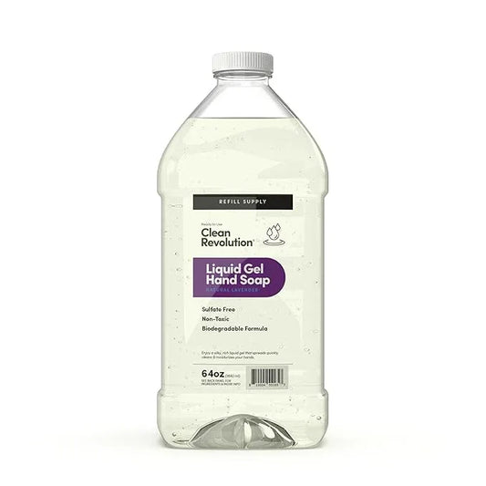Clean Revolution Liquid Gel Hand Soap, Silky Rich Liquid, Quick Lather, Fast Rinsing, Contains Real Essential Oils (Natural Lavender) 64 Fl Oz - ModernBath