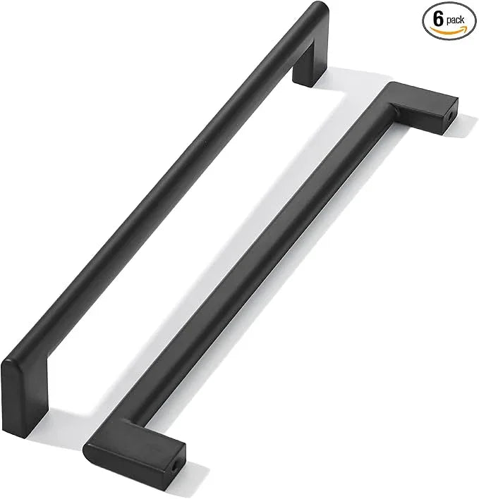 khtumeware 8 Inch Hole Center 6 Pack Matte Black Cabinet Pulls Heavy Duty Solid Kitchen Drawer Handle, Hardware for Bathroom, Drawer, Cabinet, Door Cabinet - ModernBath