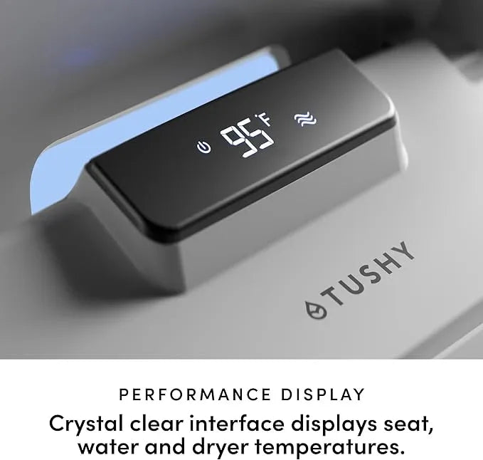 TUSHY Aura Luxury Electric Bidet Seat | Heated Toilet Seat with Temperature Control, Instant Adjustable Warm Water & Dryer for a Soothing Clean (Remote Control & Auto Open w/Soft Close Lid), Elongated - ModernBath