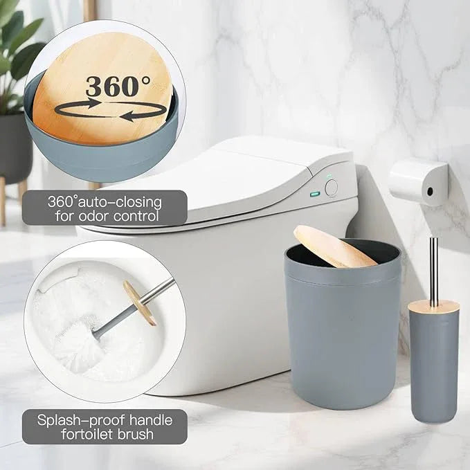 iMucci Bathroom Accessories Bathroom Sets with Shower Curtain, Bath Towel Set, Trash Can, Toilet Brush, Soap Dispenser, Bathroom Accessories Set Complete - ModernBath