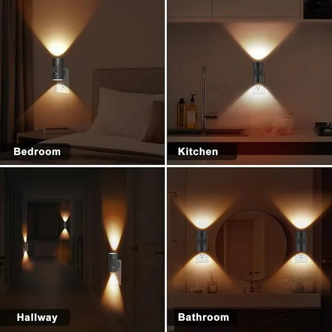 easuntec Night Lights Plug into Wall, Plug in Night Light, Night Light, Dusk to Dawn Light Sensor, 3 Light Modes, Dimmable Night Lights for Bedroom Bathroom Hallway Kitchen Stairs (Black, 2 Pack) - ModernBath