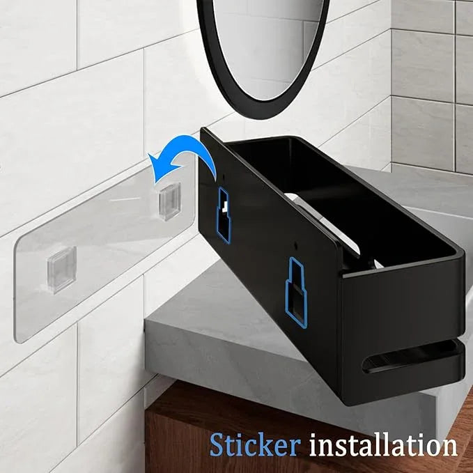 Shower Shelf, 2-Pack, Heavy-Duty Bathroom Storage Shelf, Large Capacity No-Drill Bathroom Organizer, Black Metal Storage Basket, Adhesive Installation - ModernBath