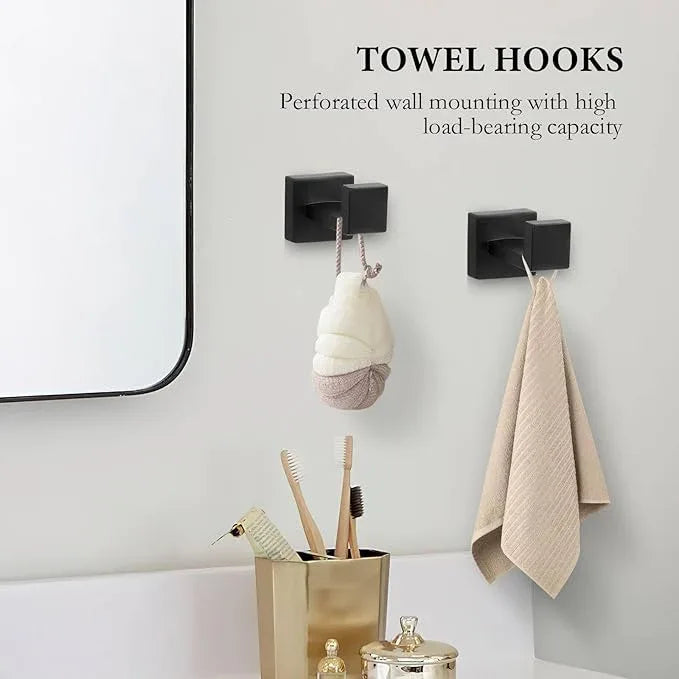 10-Piece Matte Black Bathroom Hardware Set,Towel Bar Set for Bathroom Include 23.6 inch Towel Bar,Towel Ring,Toilet Paper Holder Towel Hooks,Stainless Steel Wall Mounted - ModernBath