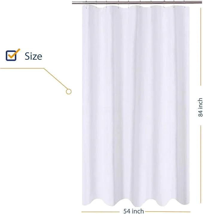 N&Y HOME Extra Long Stall Shower Curtain Liner Fabric 54 x 84 inch, Hotel Quality, Washable, Water Repellent, White Bathroom Curtains with Grommets, 54x84 - ModernBath