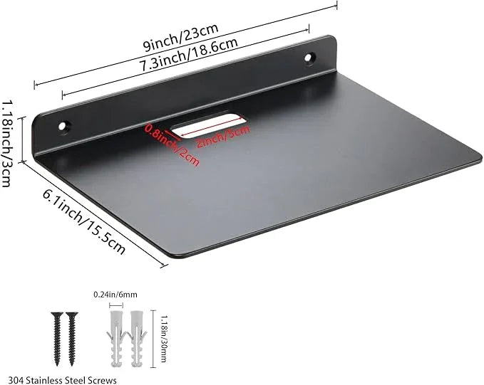 Floating Wall Shelves, 3.0mm Thick Aluminium Alloy Small Floating Shelf, Suitable for Bedroom, Living Room, Bathroom, Kitchen, Office Etc(Black, 9 Inch), 9 inch Wide Shelf - ModernBath