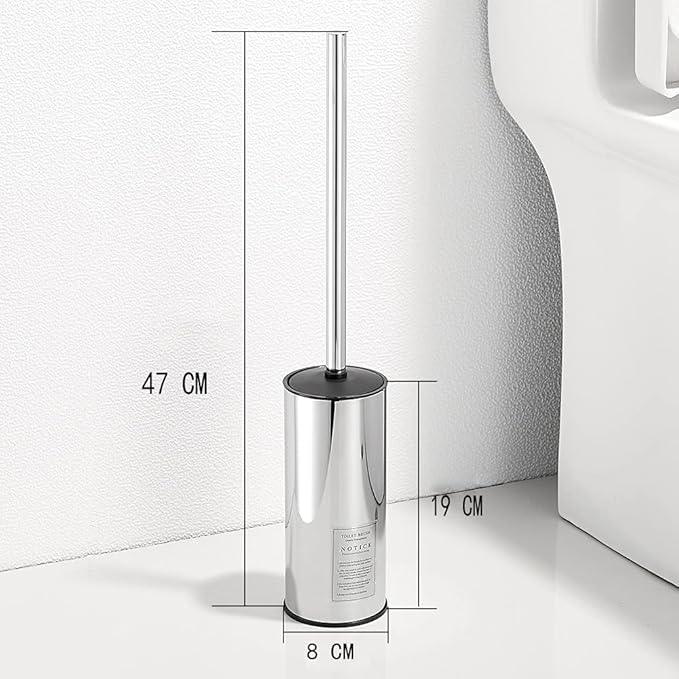 Freestanding Toilet Brush Holder for bathrooms 304 Stainless Steel Toilet Brush Stand Round Storage and Organization Rust Resistant 18-inch high Polished Chrome Finished - ModernBath