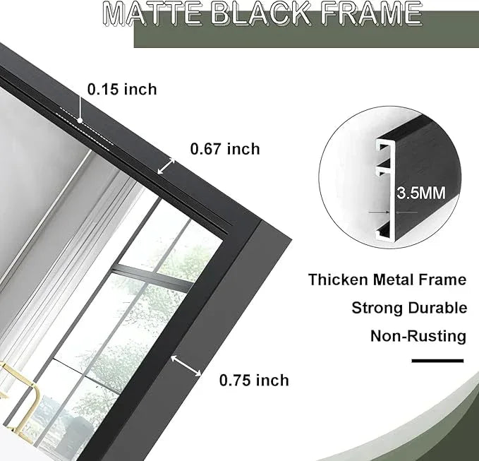 MEETDH Rectangle Bathroom Mirror 30x40 inch, Large Mirror with Black Frame, Rectangular Vanity Mirror 30" X 40", Modern Matte Wall Mounting Mirrors, Hang Horizontal or Vertical - ModernBath