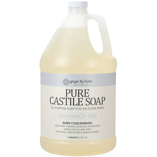 Ginger Lily Farms Botanicals Pure Castile Liquid Soap Refill, Fragrance-Free, 1 Gallon, All-Purpose Cleaner for Body, Face, Hair, Dishes, Laundry & Pets, Non-GMO, 100% Vegan & Cruelty-Free - ModernBath