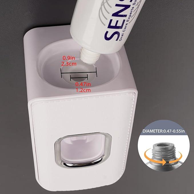2 Slot Plastic Toothbrush Holder and Toothpaste Dispenser Wall Mounted, Automatic Toothpaste Squeezer, 2 in 1 Tooth Brush Toothpaste Organizer for Shower (White) - ModernBath