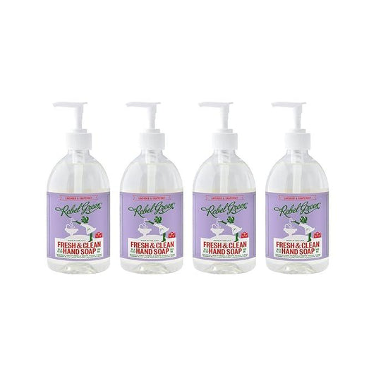 Rebel Green Liquid Hand Soap - Moisturizing Natural Bathroom & Kitchen Liquid Soap - Gentle Household Hand Wash (Lavender & Grapefruit, 16.90 Fl Oz (Pack of 4)) - ModernBath