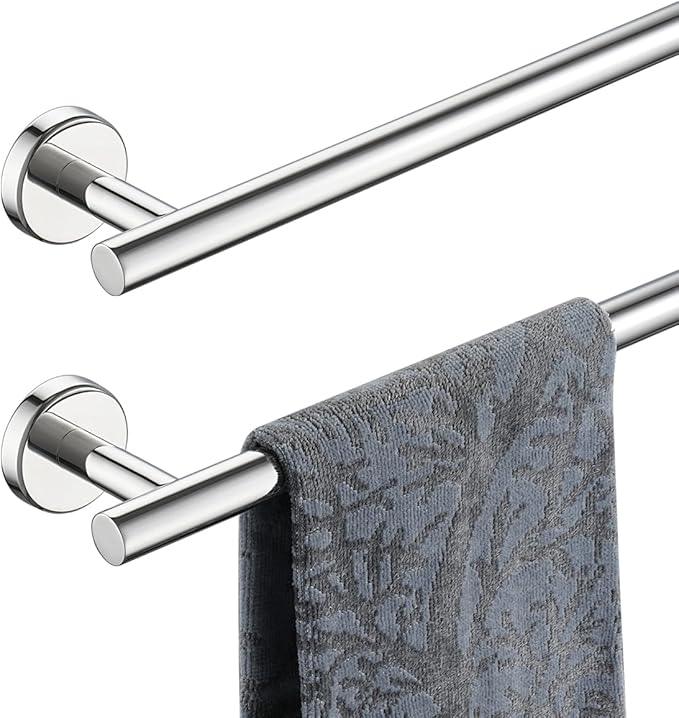 JQK Chrome Bath Towel Bar, 33 Inch 304 Stainless Steel Thicken 0.8mm Towel Rack Bathroom, Towel Holder Polished Finished Wall Mount, Useable Length 30 Inch 2 Pack, TB110L30-CH-P2 - ModernBath