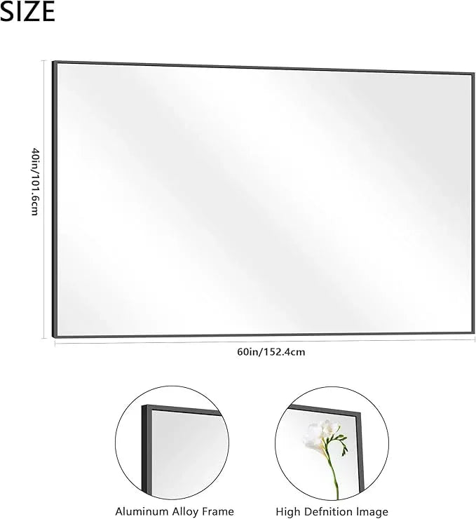 COFENY 40x60inch Black Bathroom Mirror, Black Rectangle Mirror with Frame, Large Rectangular Wall Mirrors for Bathroom, Living Room, Hair Salon, Big Farmhouse Mirror Hang Horizontal/Vertical - ModernBath