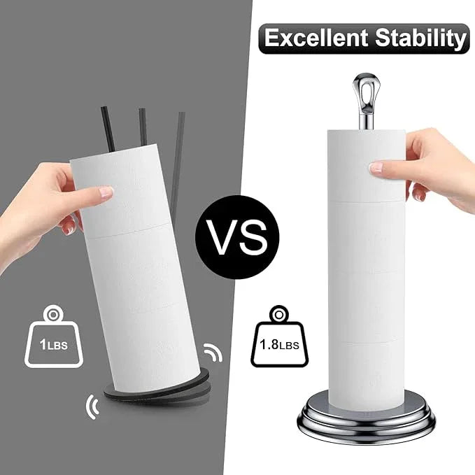 Toilet Paper Holder with Rustproof, Metal Free Standing Toilet Paper Stand Storage for Bathroom, Tissue Paper Roll Holder for Bathroom Accessories (Polished Chrome) - ModernBath