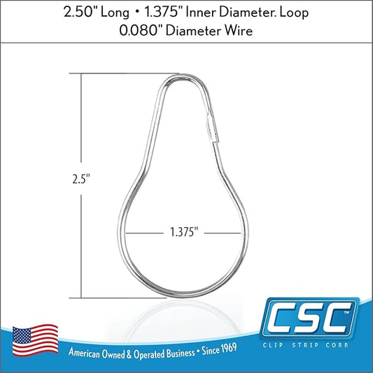 100 Pack Shower Curtain Hooks, 2.5" Metal Shower Curtain Rings, Rust Proof Stainless Steel Hanging Clips