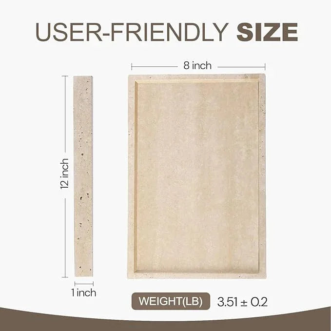Koville Roman Travertine Tray, 12x8 Coffee Table Vanity/Decorative Tray for Jewerly, Watch, Perfume Candle Storage for Bedroom/Bathroom/Kitchen Countertop - ModernBath