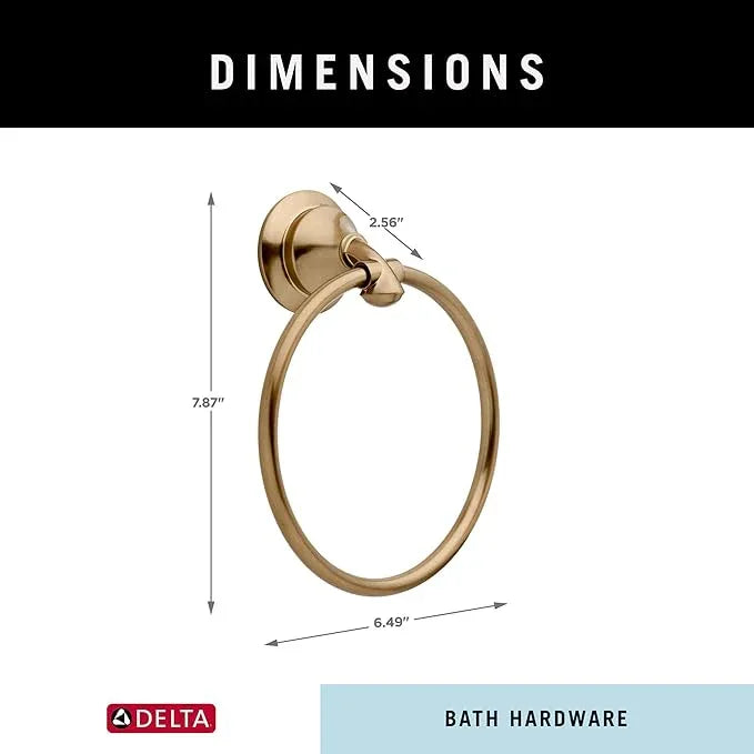 Delta Linden (1-Pack) Hand Towel Holder Champagne Bronze Towel Racks for Bathroom Wall Round Towel Ring Holder for Bath Towel Hanger for Kitchen, Bathroom Accessories 79446-CZ - ModernBath