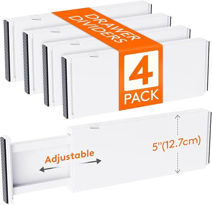 Lifewit 4 Pack Drawer Dividers Plastic 5" High, 13.5-22" Adjustable Drawer Organizers for Clothes, Expandable Dresser Separators in Bedroom/Bathroom/Kitchen/Fridge/Office Organization and Storage - ModernBath