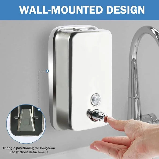 34 oz/1000ml Stainless Steel Commercial Soap Dispenser Wall Mount, Hand Soap Dispenser for Bathroom, Refillable Soap Liquid Dispenser for Bathrooms Kitchen Restaurants Hotel Hospitals - ModernBath