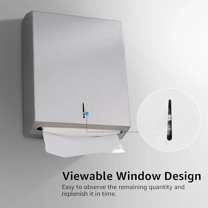 Paper Towel Dispenser Wall Mount - Multifold Trifold Paper Towel Dispensers, Large Capacity Stainless Steel Tissue Holder, Suitable for Bathrooms and Public Places - ModernBath