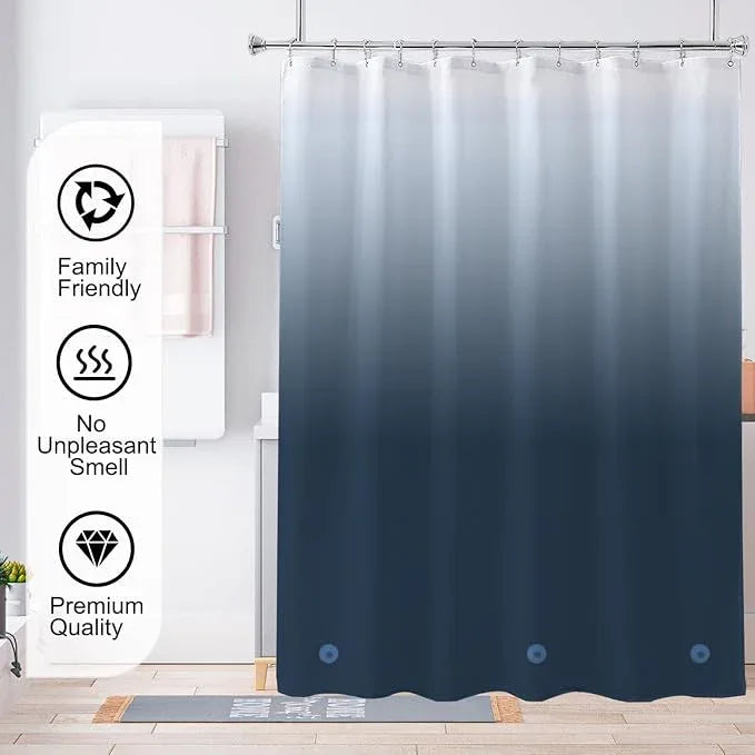 TIKABC Shower Curtain Liner, 4G PEVA Shower Liner, Plastic Waterproof Shower Curtains, with Grommet Holes and 3 Magnetic Weights(Gradient Dark Blue) - ModernBath