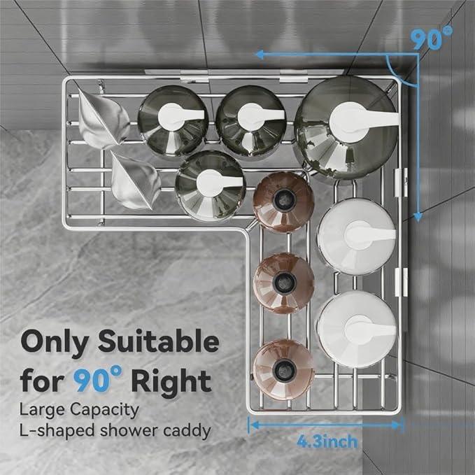 3 Pack Adhesive Corner Shower Caddy Shelf Organizer Rack, No Drilling Stainless Steel Shower Storage Rack with Hooks for Bathroom Storage & Home Decor - ModernBath