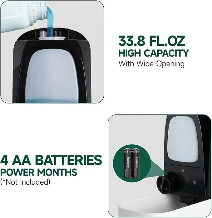 anydry Commercial Automatic Soap Dispenser Large 34oz/1000ml Capacity Wall-Mounted Touchless Liquid Dispenser for High-Traffic Restrooms, Offices, Hospitals Model AD1220S White - ModernBath