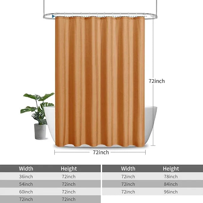 THAIGEE 2-in-1 Waterproof Fabric Shower Curtain or Liner,Linen Textured,Breathable TPU & Washable Bathroom Shower Curtain Set with 12 Plastic Hooks,Modern,72"x72" Orange - ModernBath