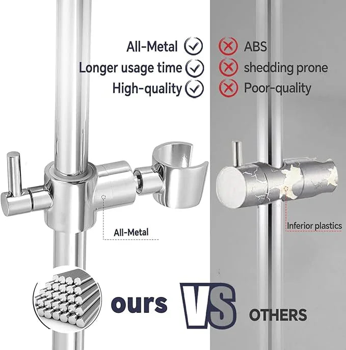 Shower Slide Bar Adjustable Handheld Shower Head Holder Wall Mount - 15inch All-Metal Shower Head Slide Bar Compatible with Bathroom Drill Free Glue Installation - Polished Chrome - ModernBath