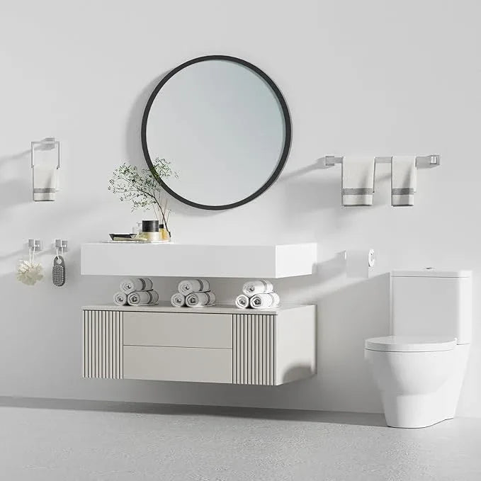 15-Piece Brushed Nickel Bathroom Accessories Set – 23.6" Towel Bar, Towel Ring, Toilet Paper Holder & Hooks, Wall Mounted Bathroom Hardware, Rust & Corrosion-Resistant, Ideal for Modern Bathrooms - ModernBath