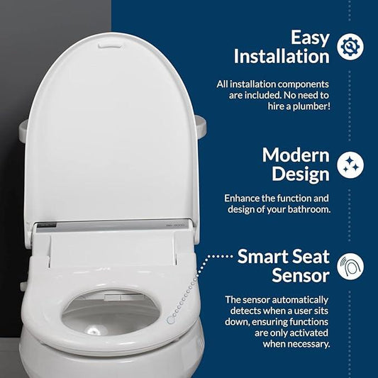 Bejoan X7 Bidet Toilet Seat, Elongated Bidet Attachment for Toilet Warm Water with Soft Close, Electric Heated Bidet Seat with Water Filtration - ModernBath