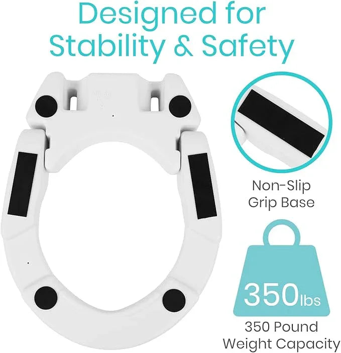 Vive Raised Toilet Seat (Standard, Adds 3.5 Inches) - Elevated Toilet Seat Riser & Extender for Seniors & Handicap - High Rise Toilet Extension for Elderly - Portable Commode Toilet Booster for Adults - ModernBath
