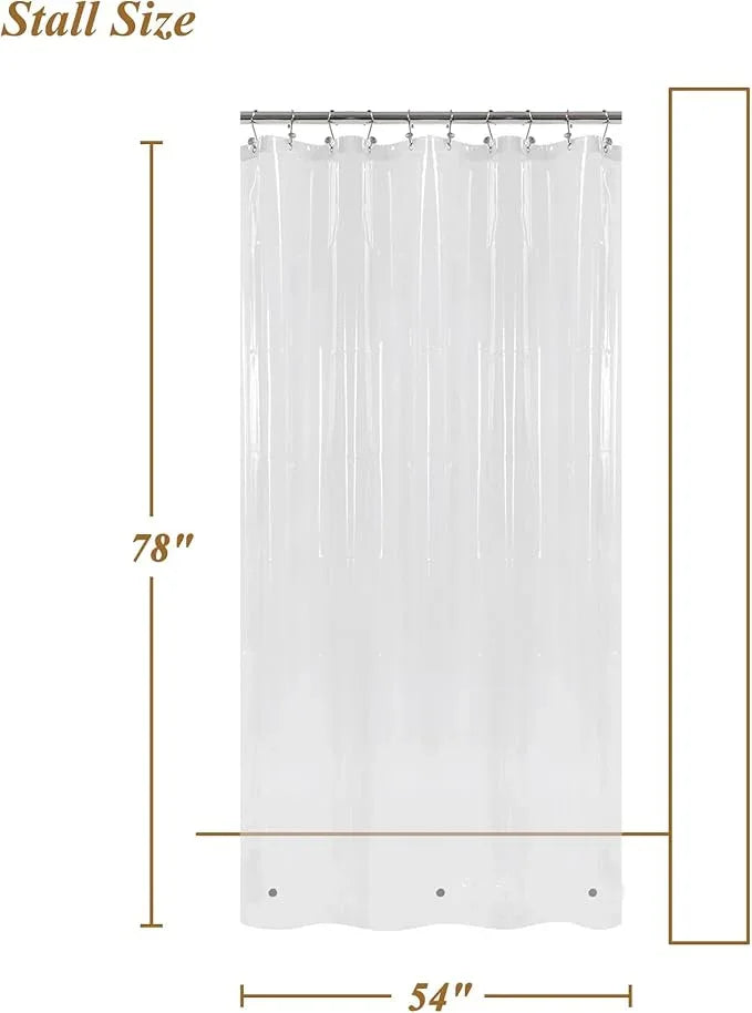 Mrs Awesome Clear PEVA Shower Curtain Liners with 3 Magnets, Water Proof Plastic Shower Liner for Bathroom or Shower Stall, 54x78 - ModernBath