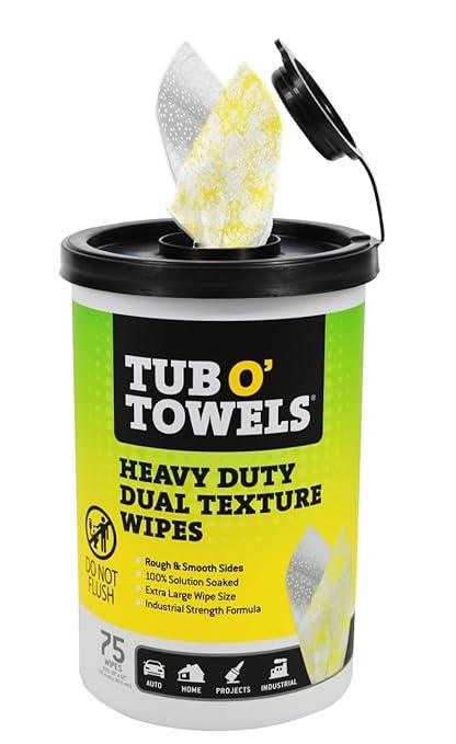 Tub O’ Towels TW75 Heavy-Duty 10" x 12" Size Multi-Surface Cleaning Wipes, Dual Texture, 75 Count Per Canister - ModernBath