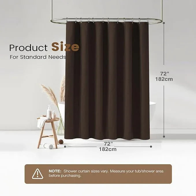 BTTN Brown 3 in 1 Shower Curtains with Clear Liner, Linen Textured Decorative Cloth Shower Curtain PEVA Liner Set with Plastic Hook, Modern Hotel Luxury Waterproof Shower Curtain for Bathroom, 72x72 - ModernBath
