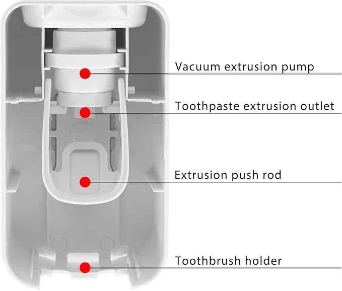 2 Slot Toothbrush Holder and Toothpaste Dispenser Wall Mounted, Automatic Toothpaste Squeezer, 2 in 1 Tooth Brush Toothpaste Organizer for Shower (White 2pack) - ModernBath