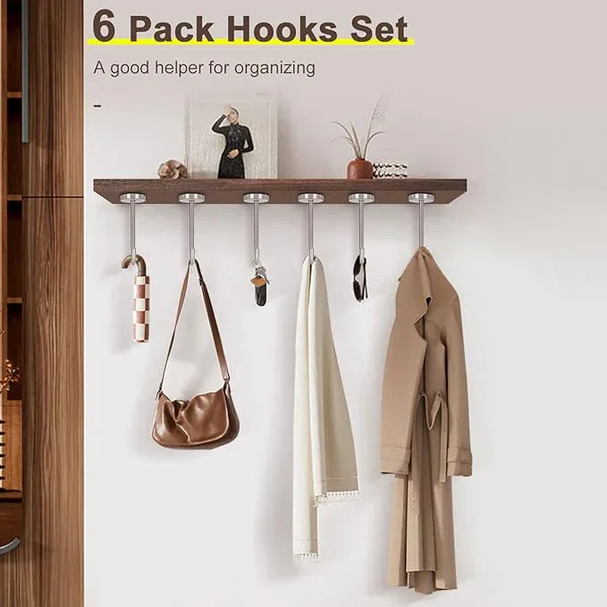 NearMoon Coat Hooks, Wall Mount Hooks for Hanging Hat Hurse Robe, 304 Stainless Steel Heavy Duty Towel Hangers for Bathroom Livingroom Kitchen-Ceiling Hook, 6 Pack (4 Inch, Brushed Nickel) - ModernBath