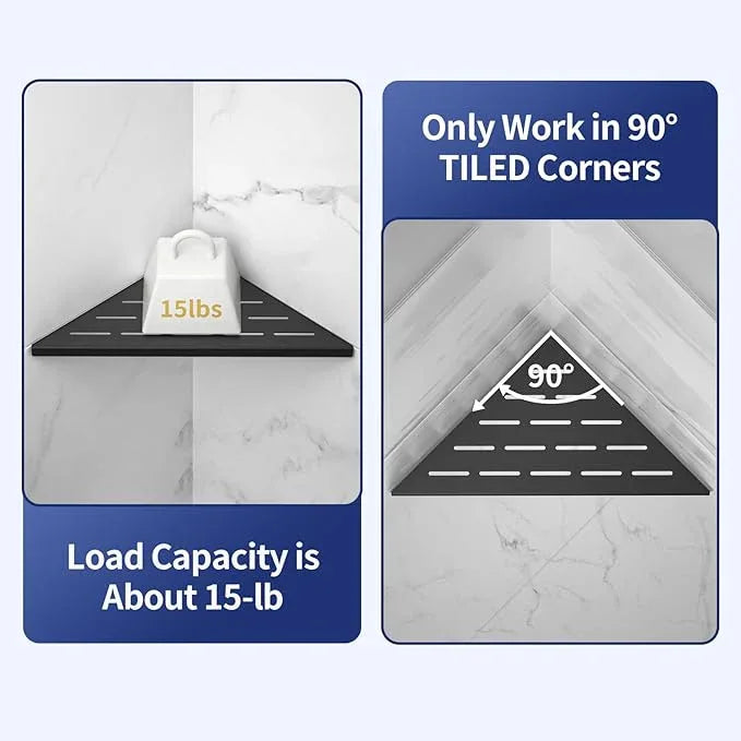 10'' Corner Shower Shelf 2PCS, 304 Stainless Steel Grout in Bathroom Shelves for Tiled Wall, No Drilling Needed (10'', Black) - ModernBath