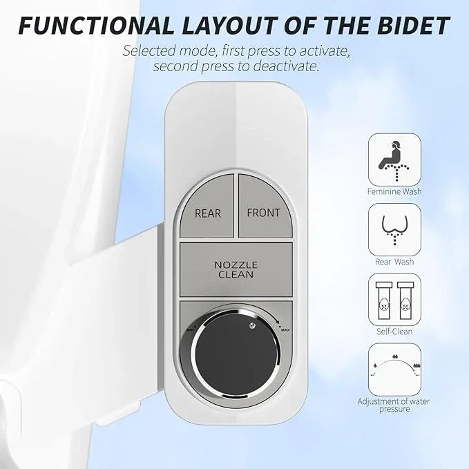SAMODRA Non-Electric Bidet - Self Cleaning Dual Nozzle (Frontal and Rear Wash) Fresh Water Bidet Toilet Seat Attachment with Independent Adjustable Water Pressure (Pebble Gray) - ModernBath