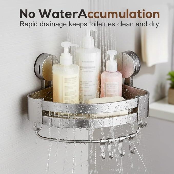 Suction Cup Shower Caddy, Shower Suction Shelf, Assembles without tools, Corner Shower Caddy for Shower Gel Shampoo Storage, Rustproof Stainless shower Organizer Corner for Bathroom (3PCS) - ModernBath