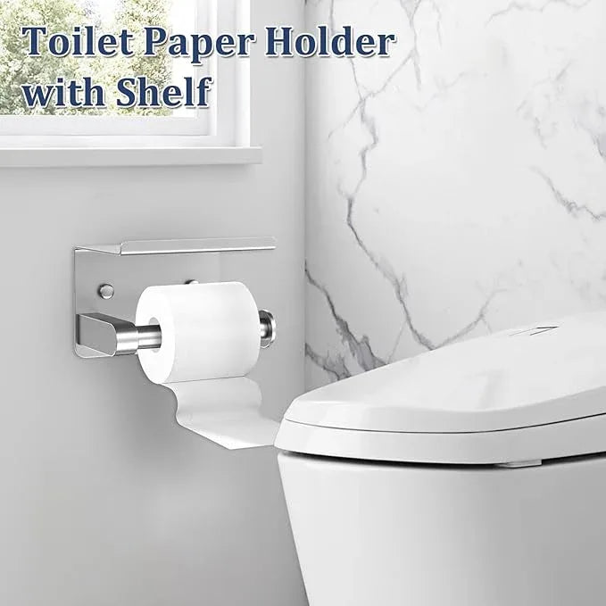 5 Pieces Bathroom Hardware Set Brushed Nickel Towel Bar Set Round Towel Holder Set Upgraded Paper Towel Holder with Shelf Stainless Steel Wall Mounted,23.6 Inch - ModernBath