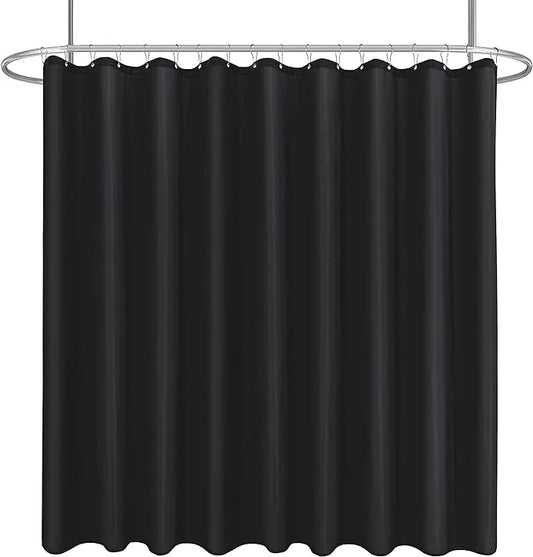 Biscaynebay Fabric Extra Wide Shower Curtain Liners for Clawfoot Tubs 180" Width by 72" Length, Black Water Resistant Fabric Rust Resistant Grommets Top Weighted Bottom Machine Washable - ModernBath