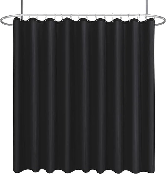Biscaynebay Fabric Extra Wide Shower Curtain Liners108 Width by 72" Length, Black Water Resistant Bathroom Curtains, Rust Resistant Grommets Top Weighted Bottom Machine Washable - ModernBath