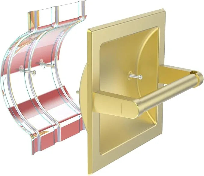 Brushed Gold Recessed Toilet Paper Holder,Pivoting Toilet Tissue Holder,Made of SUS304 Stainless Steel, in Wall Toilet Paper Holder with Bracket - ModernBath